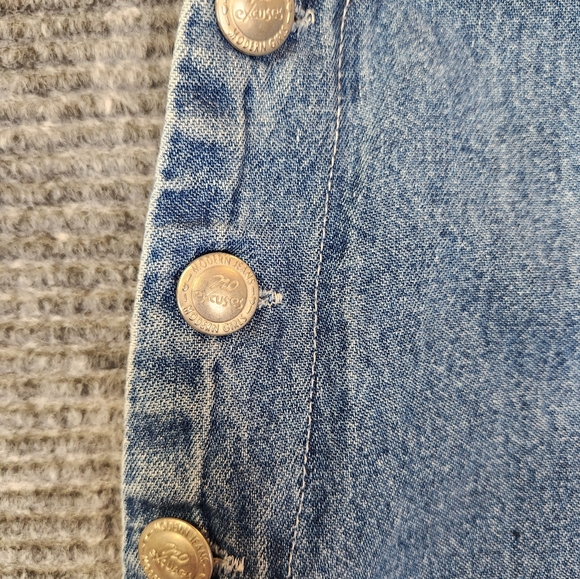 Vintage 1995 Denim No Excuses Bib Overall Dress Size Large Ribbon Detail On Pckt - Picture 3 of 10